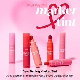 ETUDE ETUDE Dear Darling Marker Tint #2 Mono Plum | Hydrating & Long Lasting Lip Stain | High Pigmented Lip Maker with Easy Drawing Tip | Korean Daily Lip Tint, Korean Makeup, Kbeauty, Perfect for Gift