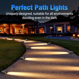 Quntis Solar Decking Lights 4 Pack, Warm White Solar Ground Light IP65 Waterproof, Pressure Resistant 3 Tons Driveway Dusk to Dawn Stair Lights for Lawn Patio Walkways Sidewalk Front Door Driveway