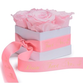 ROSEMARIE SCHULZ Heidelberg Rose Box with Pink Infinity Roses and Desired Text - Preserved Eternal Flowers Gift for Valentine's Day for Her (Special Text, Pink)