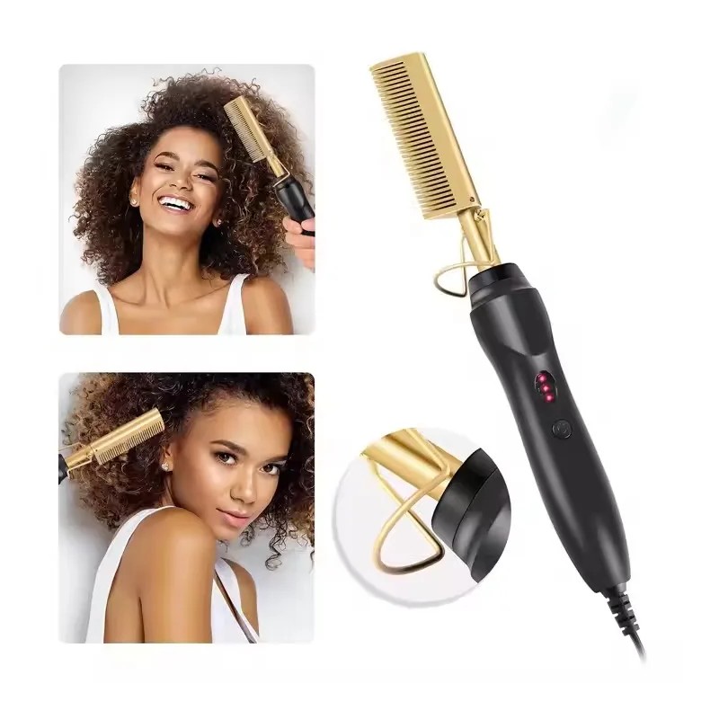 Professional Portable Electric Ceramic Hot Comb Hair Straightener Edge Control