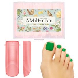 AMilHiTon Red Polygel Dual Nail Forms for Toes, Long Square Dual Forms, Pre-designed French Line, Reusable Press on Toenails for Women Art Supplies Home DIY Nail Salon 120PCS 12Sizes