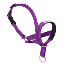 Pawaboo Dog Muzzle, Head Halter Collar for Dog, Pet Dog Nylon Reflective Adjustable Loop Anti-Biting Barking Control Easy Fit Dog Stops Dog Pulling Head Leash, Medium Size, Purple