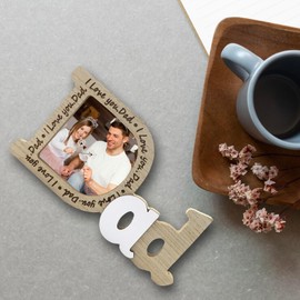 TRACOMPAN Dad Birthday Gift - Fathers Day Photoframe Gift from Daughter/Son, Wood Gifts for Dad from Daughter/Son, Durable Framed Keepsakes Presents Memorial Christmas Gifts