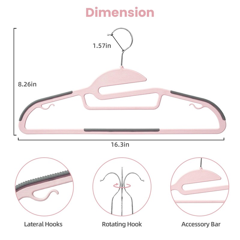 BAGAIL Plastic Hangers 50 Pack with Non-Slip Design,0.2 Inches Thick,