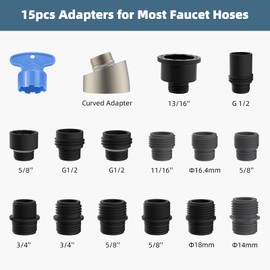 iFealClear Kitchen Sink Faucet Head with 15 Adapters, 3-Mode Kitchen Faucet Aerator Spray Replacement Compatible with Moen/Delta/Kohler, Pull Down Sink Sprayer Head, Easy to Install, Brushed Nickel