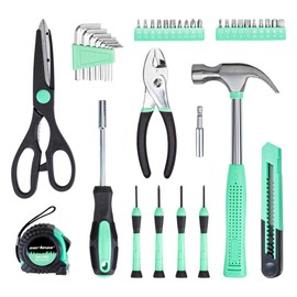 CARTMAN 39 Piece Tool Set General Household Hand Kit with Plastic Toolbox Storage Case Green