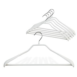 Mawa by Reston Lloyd BodyForm Series Non-Slip Space-Saving Clothes Hanger with Bar for Pants, 16-1/2", Style 42/LS, Set of 6, White