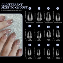 Venares Short False Nails, Pack of 120 Soft Gel Full Cover Nail Tips for Gel Nails, 12 Sizes, PRE-Buff Nail Tips for Gel Nails, Artificial Nails, Short Coffin for Nail Extension