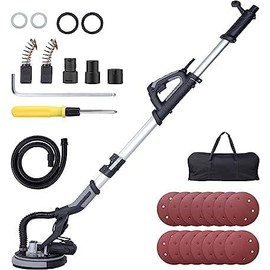 CHEINAUTO Drywall Sander, 750W Electric Drywall Sander with Vacuum Dust Collection 7 Variable Speed 900-1800 RPM with LED Light, 14 Pcs Sanding Discs, Extendable & Foldable Handle