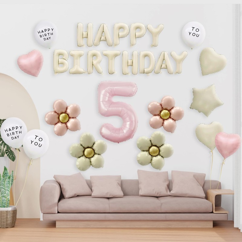 【風船屋】５歳 誕生日 飾り付け バルーン かわいい お花 子ども 大人 ハート フラワー