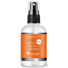 Bruma facial antienvejecimiento 3 en 1 supercargada con retinol, vitamina C + colágeno | Hidrata, refresca e ilumina para una tez más brillante | 4 on