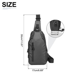 DTGN PU Sling Bag Crossbody Backpack - 6.69"x11.81" (LXH) Good for Women Men Hiking Travel - Multipurpose Casual Packs Shoulder Bags with Headphone Jack - USB Charge Port - Grey