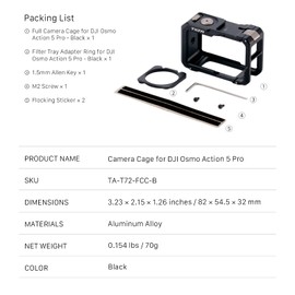 TILTA Full Camera Cage for DJI Osmo Action 3, 4, 5 Pro, Black TA-T72-FCC-B