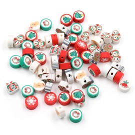 100 Pcs Polymer Clay Beads Heishi Spacer Beads Supplies (Christmas-3)