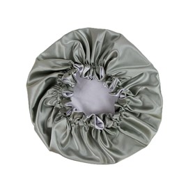 Hair Bonnet for Sleeping, Night Cap with Adjustable Clip, Reversible Hair Bonnet for Women, Silk Satin Bonnet for Sleeping (Charcoal-Silver)