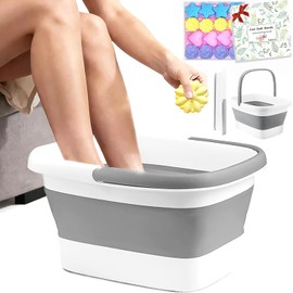 Lanwexy Tina Para Remojo De Pies, Cubo Plegable, Spa Para Pies, Baño De Pies, Paquete De 16, Remojo De Pies Con Sales De Baño Y Aceite De Árbol De Té, Tina Para Remojo De Pies, Bolas Para Pies Para