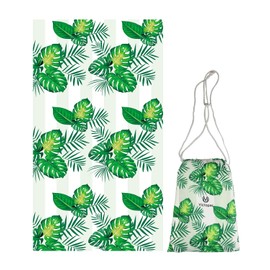 Victoper Microfiber Beach Towel Oversized Rapid Drying Sand Free Soft Compact Lightweight Qualities Beach Towels for Adults Ideal for Swimming Beach Yoga Camping Gym Carry Bag Rain Forest 63x35 Inch