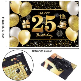 25th Happy Birthday Banner IMISI Birthday Decorations Birthday Backdrop Decorations for a Party