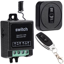 CYFIE Dual Remote Wireless Switch for DC 5-48V – 10A Relay with Wall-Mount Panel & Keychain Controller, 328ft RF Range for Car, RV, Boat, Solar Lights – Elder-Friendly Design