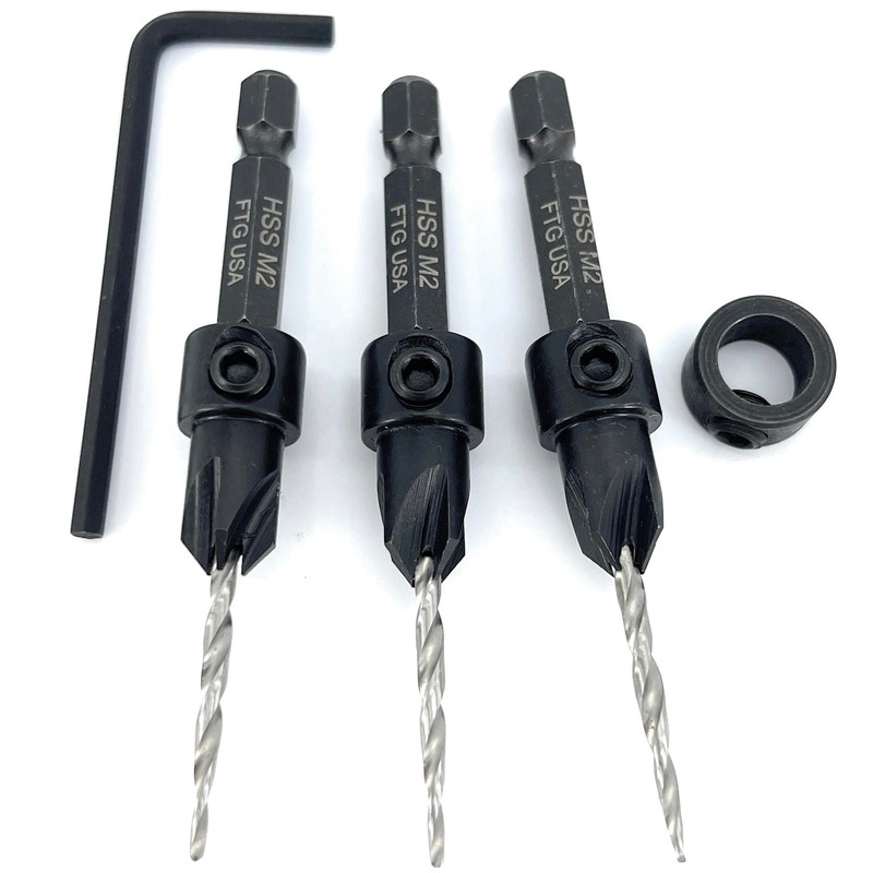 FTG USA Countersink Drill Bit Set for Wood with Tapered