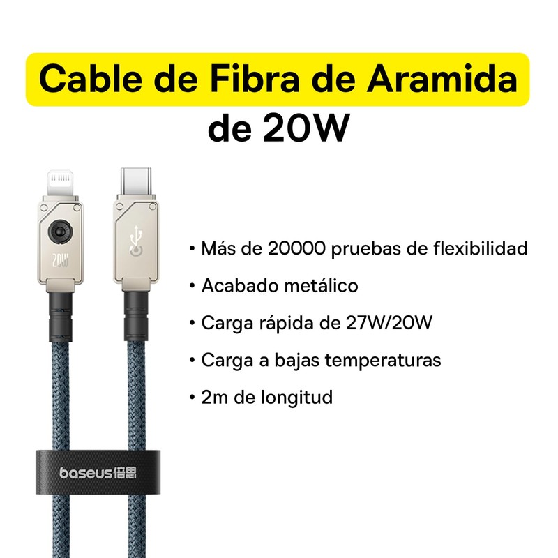 Baseus Cable de Fibra de aramida F-12 irrompible de Carga