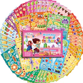 HORIECHALY Scratch and Sniff Stickers,60 Sheets of Happy Birthday Scented Stickers for Kids,Students,Teachers,Smelly Stickers as Reward Gift.Small Large Stickers for Birthday Party,Christmas Gift.