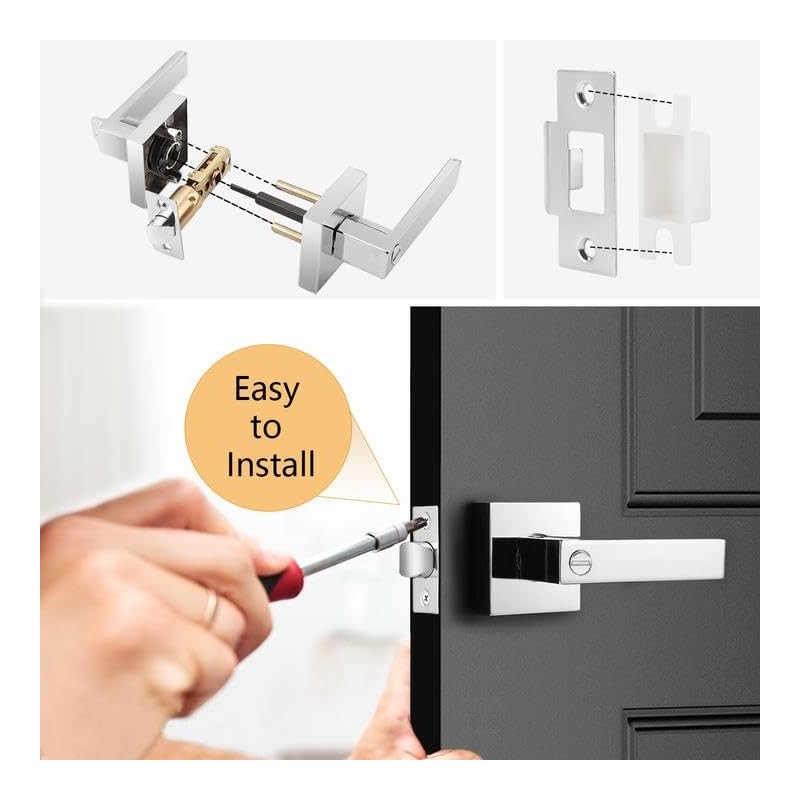 Probrico Heavy Duty Privacy Door Handle Lever with Contemporary Square