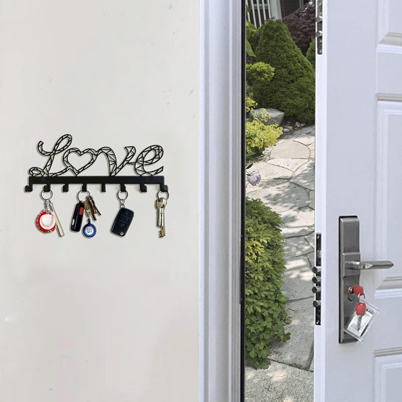 YXE Metal Key Holder Wall Mount, 8 Hooks, Key Organizer