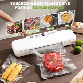 Vacuum Sealer Machine Food Vacuum Sealers for Sous Vide Cooking, 4-in-1 Easy Options, Food Preservation with Vacuum Bags-White…