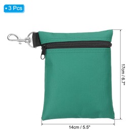 PATIKIL Zipper Golf Tee Pouch 6.7 x 5.5 Inch, 3 Pack Valuables Golf Tee Bag Golf Bag Accessories with Clip for Men Women Storage, Green