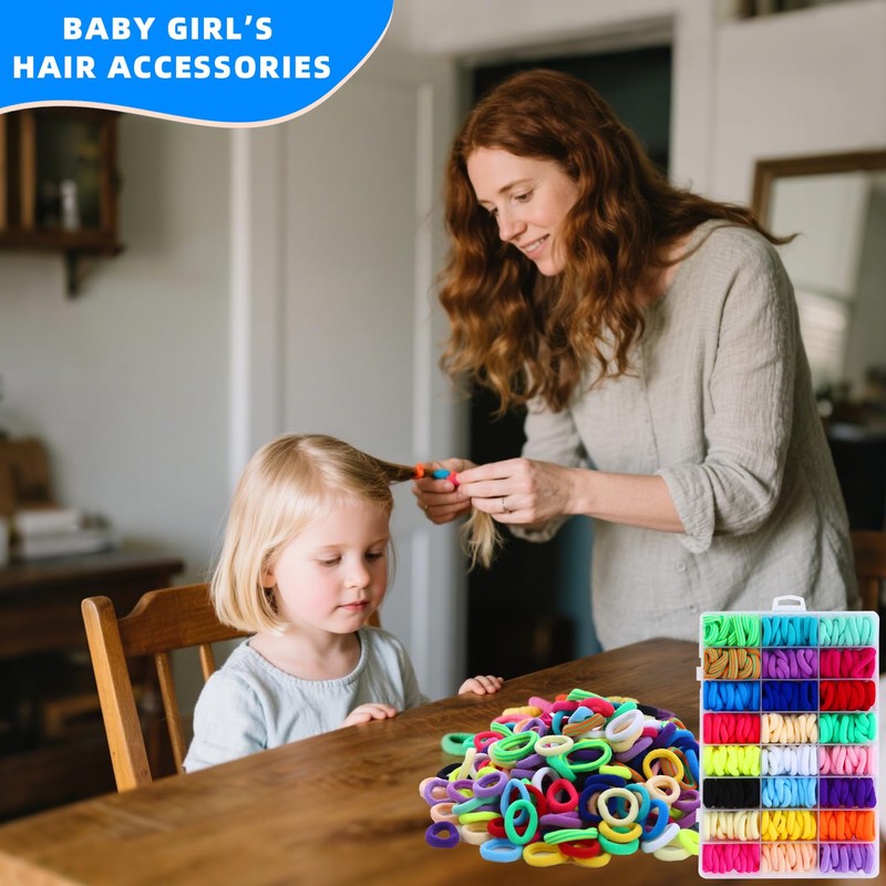 Hair Accessories Set for Girls, 400 Elastic Hair Bands, 10