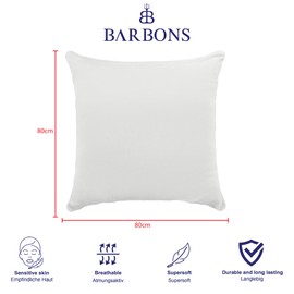 Barbons Pillowcase 80 x 80 cm, Set of 2 - 165 g/m², Oeko-Tex Certified Pillowcase, 100% Jersey Cotton Soft Cushion Covers with Zip (80 x 80 - White)