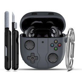 RFUNGUANGO Compatible with Bose QuietComfort II Earbuds Headphone Covers, Soft Comfort Silicone Shockproof Protective Cover, New Game Console Theme Cover with Cleaning Kit with Carabiner -Dark Grey