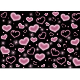 Alltten 7x5FT Pink and Black Hearts Backdrop 2000s Backdrop Valentines Backdrops for Photoshoot Brithday Wedding 90s Old School Party Decoration for Girls F239