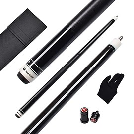 WAYMARK 58 inches 1/2 Piece PU Warp Billiard Black/Blue/Red 3 unicolored Pool Cue Stick with Maple Shaft (WBP-Black)