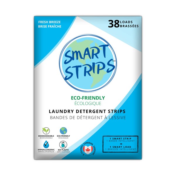 Smart Strips™ – Laundry Detergent Strips (38 Loads) - Hypoallergenic, Eco Friendly Laundry Detergent Sheets . Ultra-Concentrated Strips for Sensitive Skin. Plastic-Free and Compostable - The Smart New Way To Do Laundry - (Fresh Breeze)