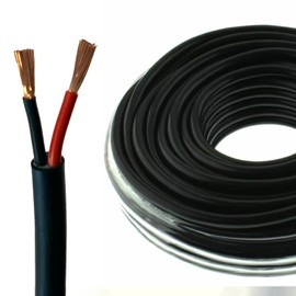 Automotive Round Twin 2 Core Cable 12V/24V Thin Wall Wire for Auto Boat 25Amp, 2mm² (20M Coil)