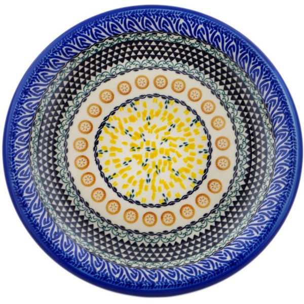 Authentic Polish Pottery Lunch Plate Signature UNIKAT in Geometric Citrus