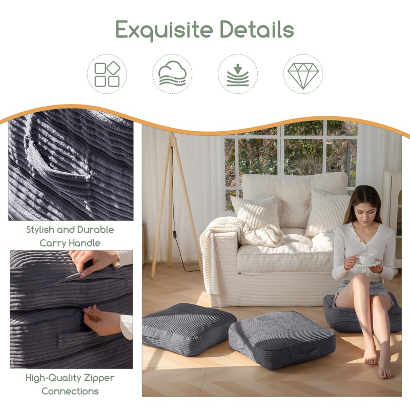 HIGOGOGO Pouf Ottoman Stuffed Square Modern Foam Filled Foot Rest