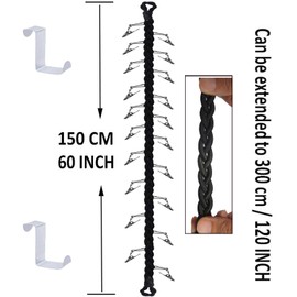Over Door Hanging Storage Chain with 20 Stainless Steel Clips, Toy Storage Chain Multipurpose Organizer for Your Toys, Sun Visors, Hats, Cap, Scarves, Gloves, towel, Jewelry, etc.