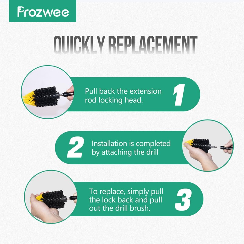Prozwee 2PACK Tile Corner Drill Brush,Upgraded Powerful Scrubber Brush Made