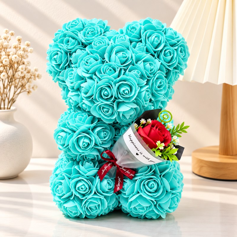 Rose Teddy Bear for Romantic Gifts – Artificial Rose Bouquet
