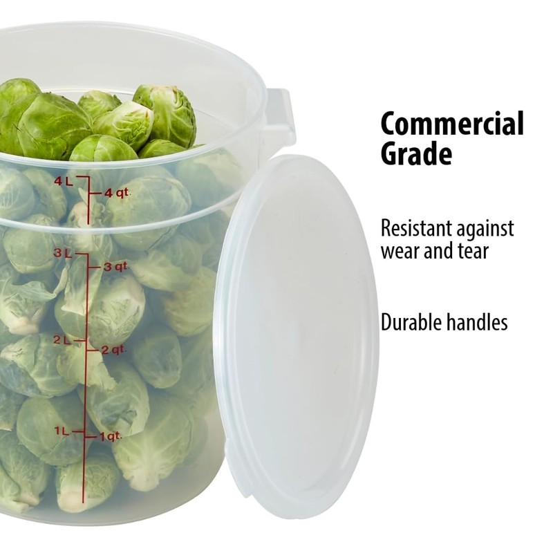 Lumintrail Cambro 4 Quart Round Food Storage Container, Translucent, with