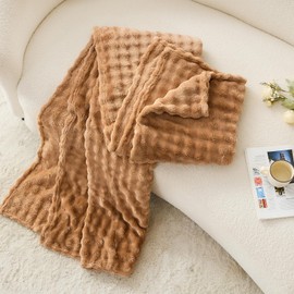 3D Textured Bubble Plush Blanket | Soft Comfortable Warm Fleece Throw | Fuzzy Cozy Blanket for Couch & Bed | Stylish Home Décor | Rich Brown Twin 60"x80"