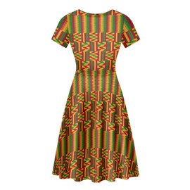 AmzPrint Women's African Print Dresses Triangle Color Block Casual Swing Loose Fit Tunic Dress Tribal Holiday Costume 4XL