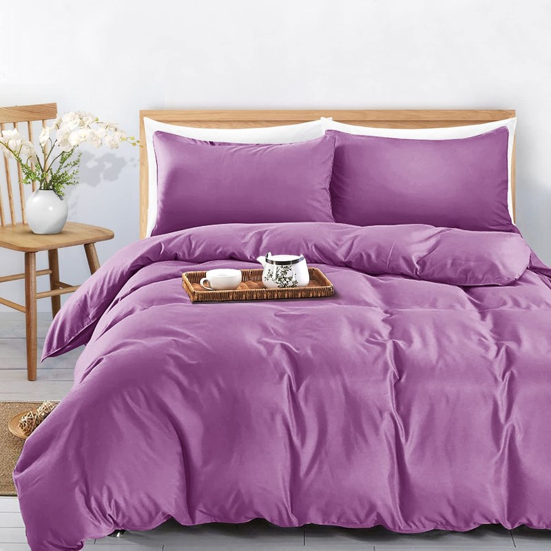 MOONLIGHT20015 Single Duvet Cover Purple Solid Soft Single Bedding Duvet
