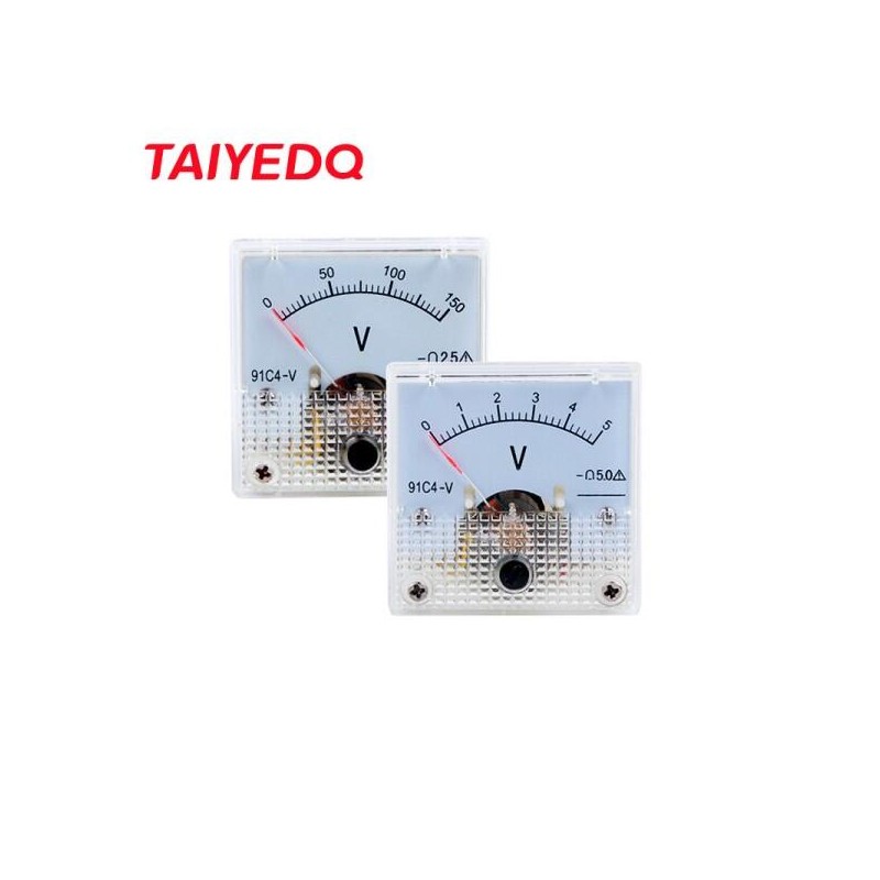 호환 DC 볼트미터 아날로그 전압계 기계식 포인터 타입 91C4-V 45x45mm