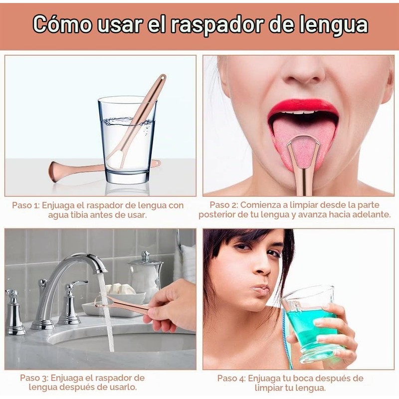 Raspador de Lengua de Acero Inoxidable Set de 3 para