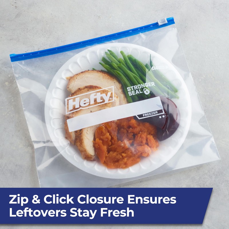 Hefty Slider Freezer Kitchen Storage Bags, Gallon Size, 25 Count