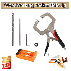 TopHomer 1Pack Woodworking Pocket Hole Jig All-In-One Kit for Carpentry Positioner Dowel Drill Joinery Screw Kit Professional Woodworking Home